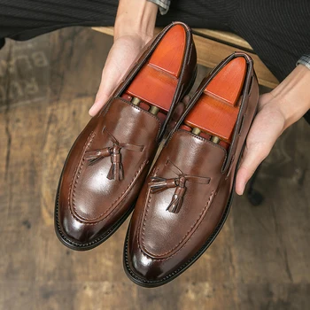 Classic Men's Casual Loafers Driving Shoes Moccasin Fashion Male Comfortable Autumn Leather Shoes Men Lazy Tassel Dress Shoes 3