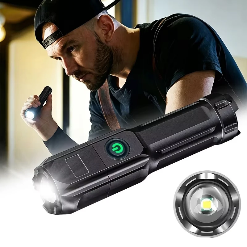 Rechargeable USB LED Flashlight - High Brightness Zoomable Torch
