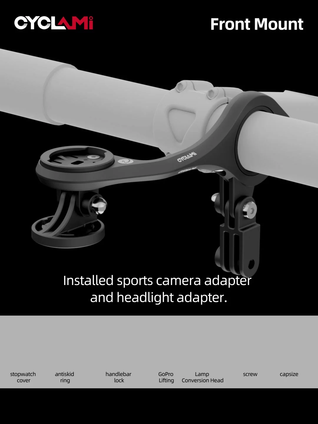 Adattatore Per Manubrio Bici – Supporto Doppio Per GoPro, Garmin Edge E Torcia, In Alluminio - 2