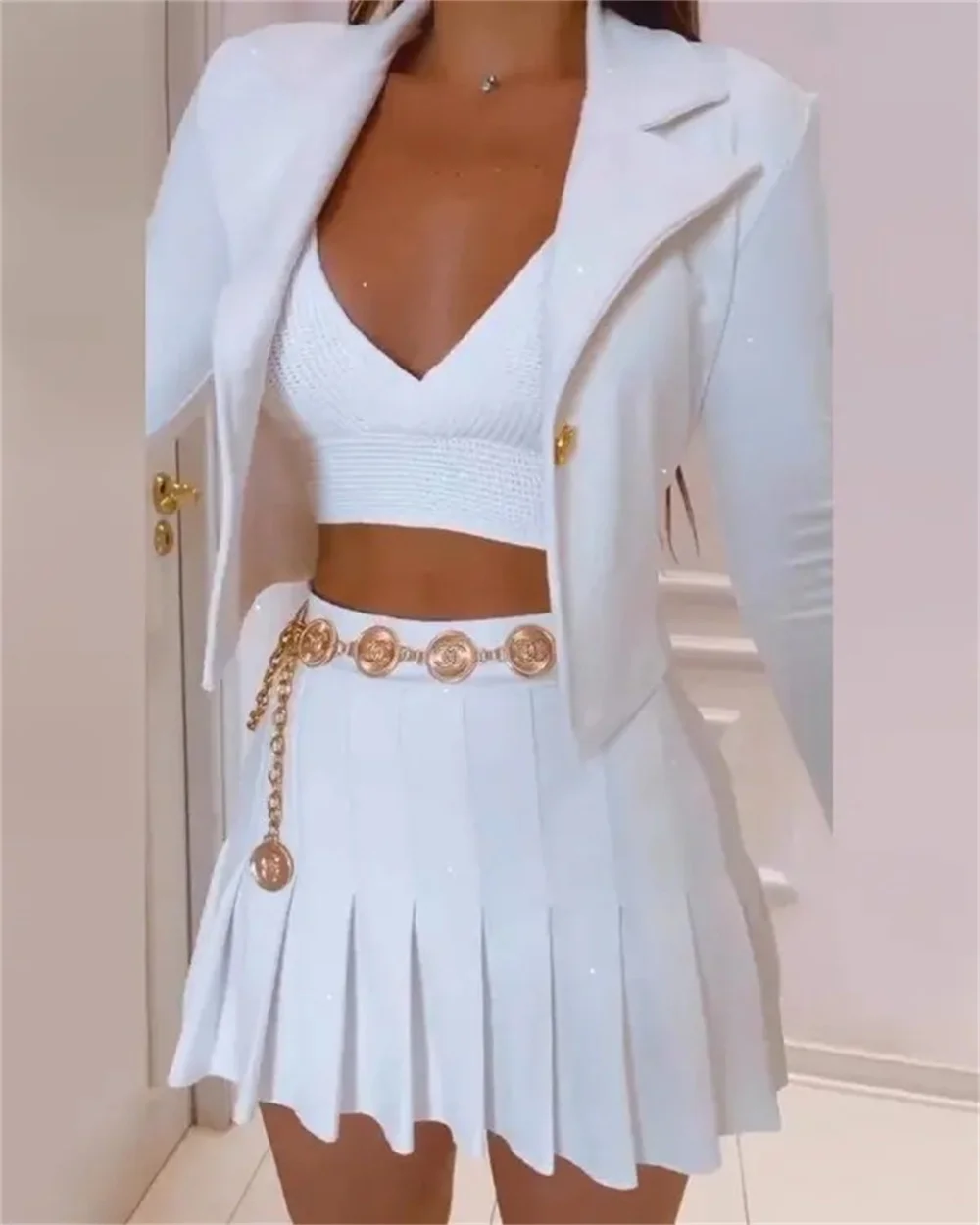 2023 New in Women Dresses Sets Long sleeves Blazers + Mini Skirt Suit Female Clothes Fashion Office Lady Formal Two Pieces Set