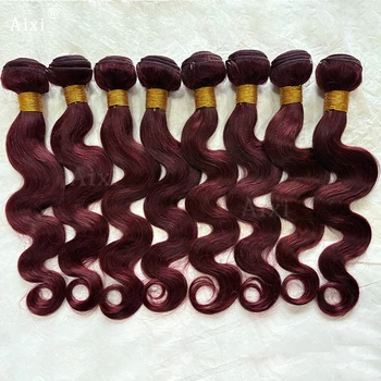 Burgundy Bundles 99J Body Wave Human Hair Bundles 1/3/4 Pcs Hair Extensions Red Colored Brazilian Body Weave Bundles For Women 1