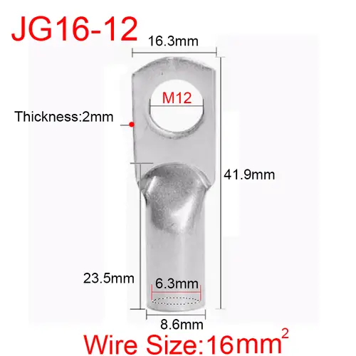 JG6/10/16/25/35/50/70/95/120-300 Marine Copper Screw Hole Electric Wire Cable Ring Tubular Cord End Lug Connector Crimp Terminal - Image 39