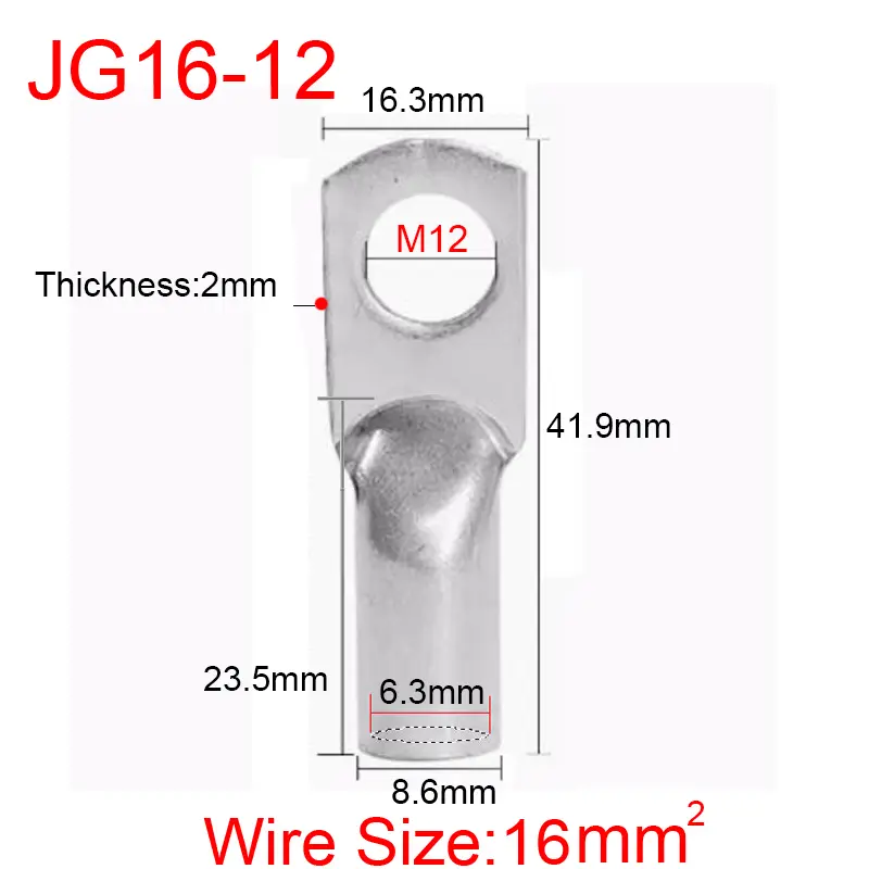JG6/10/16/25/35/50/70/95/120-300 Marine Copper Screw Hole Electric Wire Cable Ring Tubular Cord End Lug Connector Crimp Terminal - Image 39