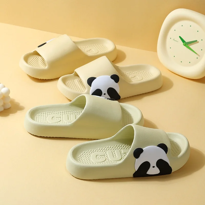 Lightweight non-slip bathroom slippers Cute Panda print women's slippers Cushioned Flat Casual soft soled couple home slippers 6