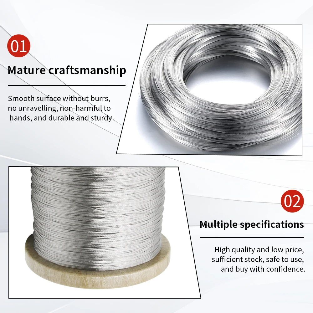 Durable PVC-Coated Transparent Stainless Steel Cable Rope, Various Lengths (5-20m)