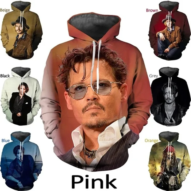 

New Hot Celebrity Johnny Depp 3D Printed MenWomen Hoodies Casual Personality Hip Hop Style Hoodie Oversized Size Tops Sweatshirt