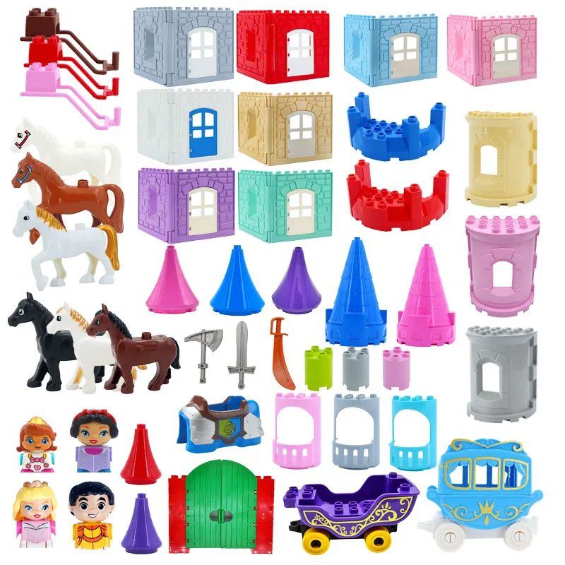 Princess Figure Castle Arma Big Building Blocks Accessorio Wall Fence Brick Compatibile Assemblare Block Toys For Children Gift