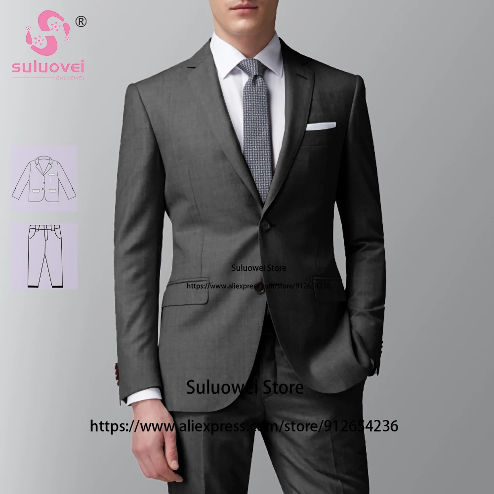 (Customized Size Color) Classic Groom Wedding Suits For Men Slim Fit 2 Piece Pants Set Dinner Tuxedo Trajes Elegante Para Hombre