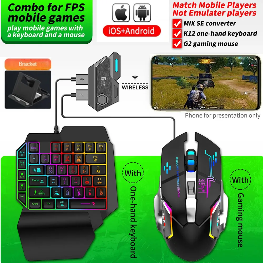 

Клавиатура для левой руки, клавиатура для одной руки, геймпад Mix SE/Elite, мышь, клавиатура, комбинированный пакет для Android, мобильного ноутбука PUBG