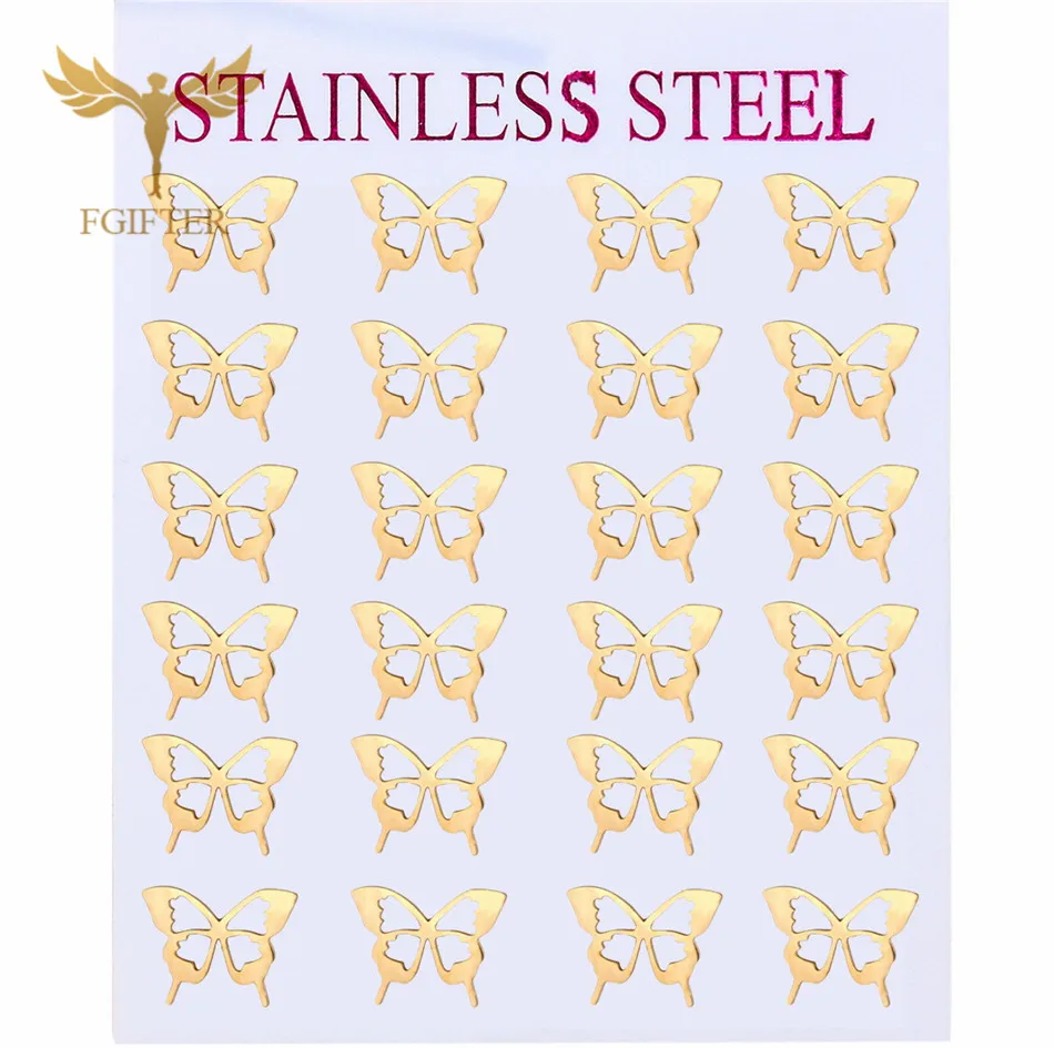 12 Pairs Insect Butterfly Earrings Casual Fashion Jewelry For Women Girls Stainless Steel Stud Earrings Set Cheap Resale Gifts Stud Earrings
