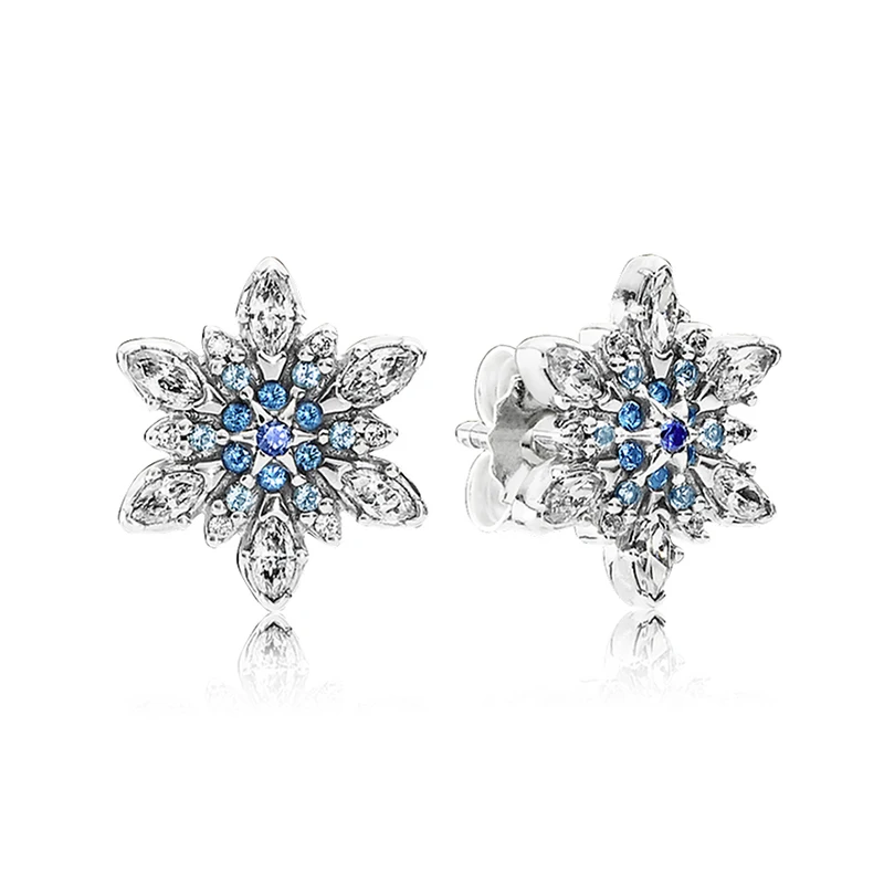 

Серьги-гвоздики женские из серебра 925 пробы с кристаллической снежинкой
