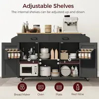 Portable Rolling Kitchen Island with Drop Leaf, Storage, Spice Rack, and Towel Holder - 52.8 Black & Natural KINB12801 5