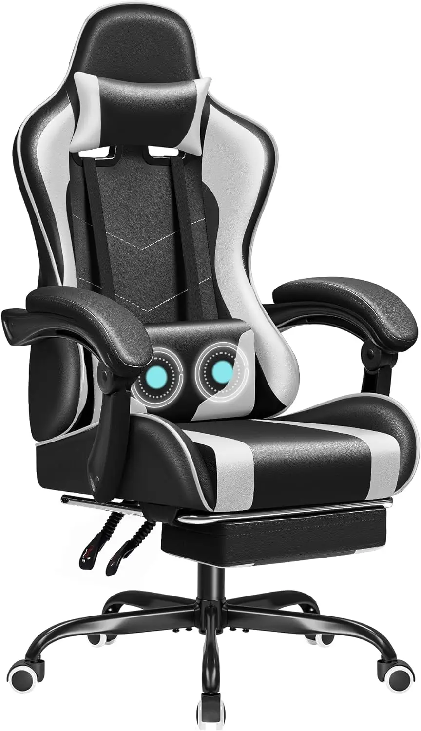 JUMMICO Gaming Chair Ergonomic Computer Chair with Footrest and Massage Lumbar Support, Height Adjustable Video Gaming