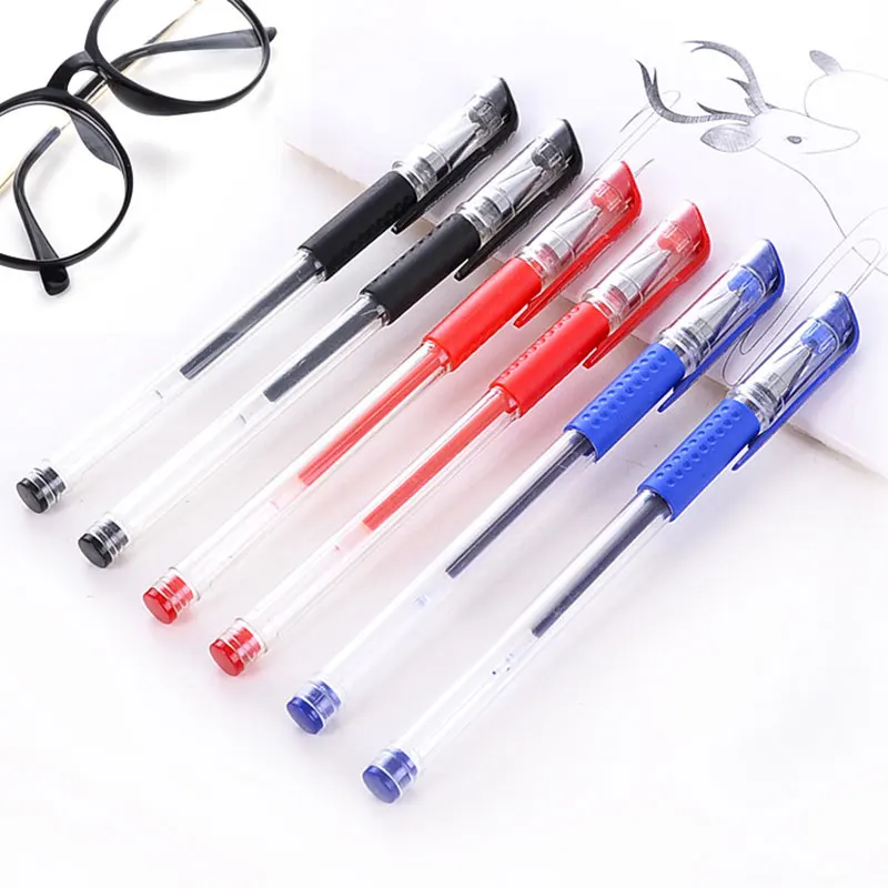 

200Pcs Gel Pen 0.5mm Black/Blue/Red Ink Bullet Roller Pen Cap Pulling Design Write Smoothly Writing Stationery