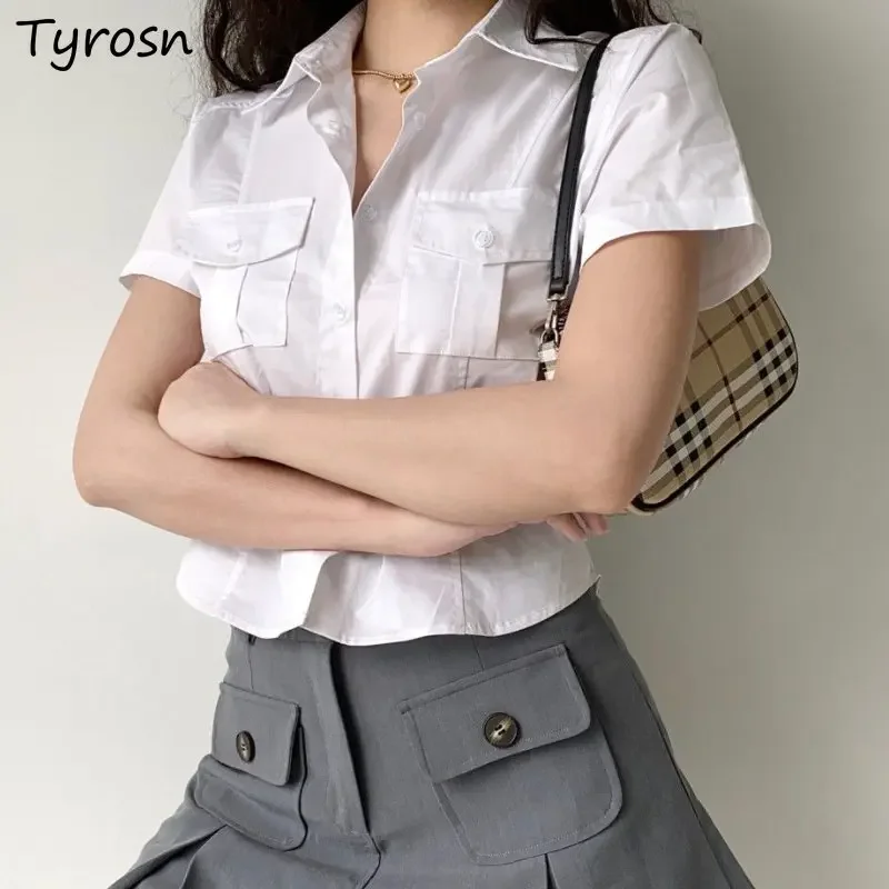 

Women Shirts Leisure Design Simple All-match Vintage American Style Preppy Students Tender Fashion Turn-down Collar Elegant Cozy