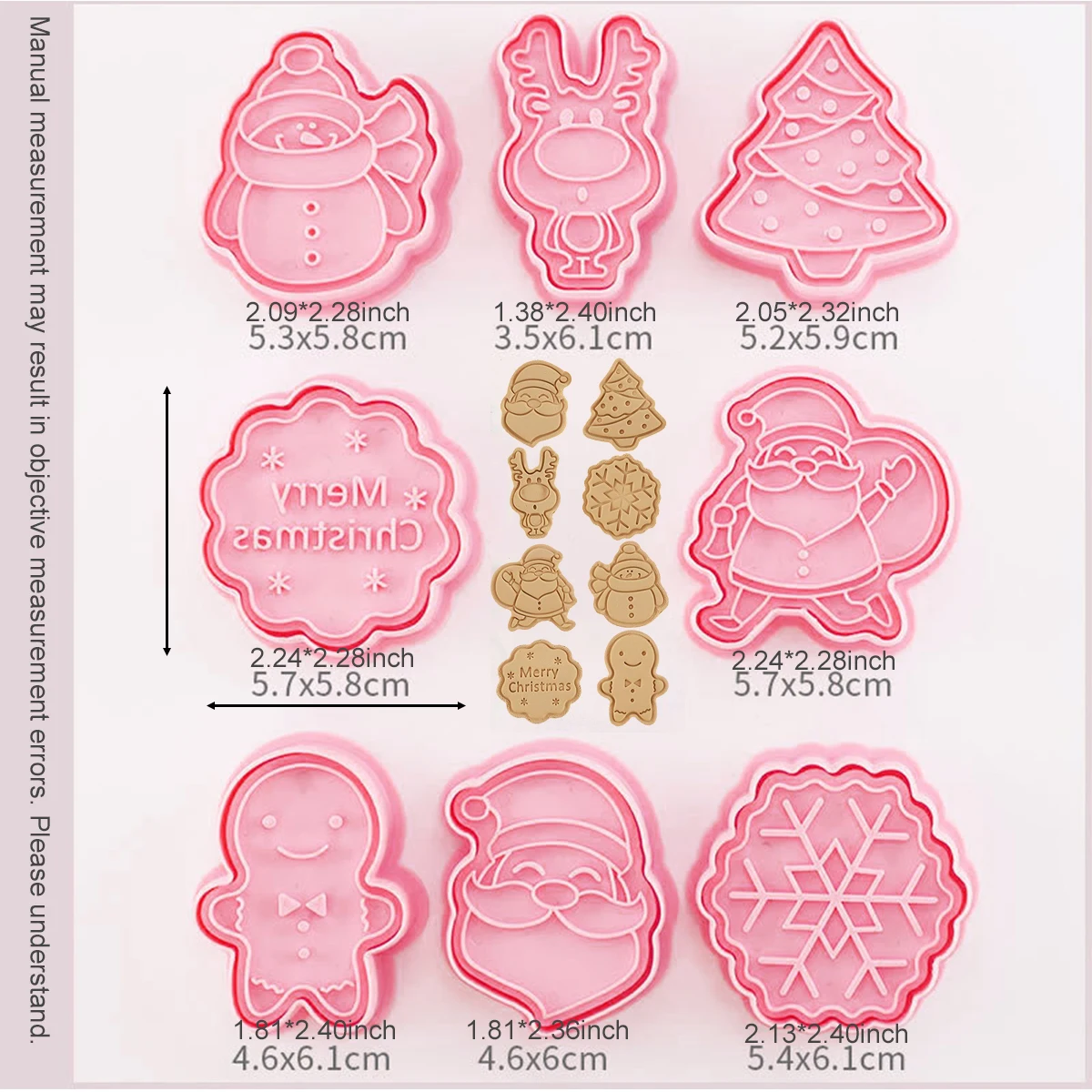 Description Picture 2 of item8Pcs Cookie Cutter Press Christmas Santa Claus Biscuit Mold Plastic Cookie Stamp Confectionery Kitchen Baking Pastry Tools
