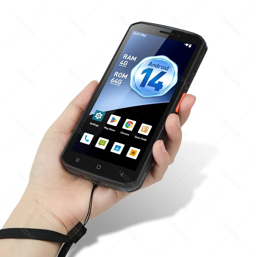 4G 안드로이드 14 PDA 터미널 Wifi 블루투스 바코드 스캐너 2D 1D QR 스캔 장치 견고한 데이터 수집기 ??5000mAh 4G64G