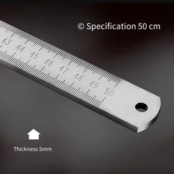 Precision Stainless Steel Ruler with Hardened Tip for Measurement & Emergency Use (50cm (5 mm thick))
