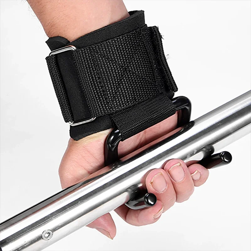 2PCS Weight Lifting Hook Grips with Wrist Wraps Hand-Bar Wrist Strap Gym Fitness Hook Weight Strap Pull-Ups Power Lifting Gloves sport gloves wrist straps weight lifting gloves wrist hooks hand grips weightlifting gloves pull up wrist guard barbell dumbbell grips