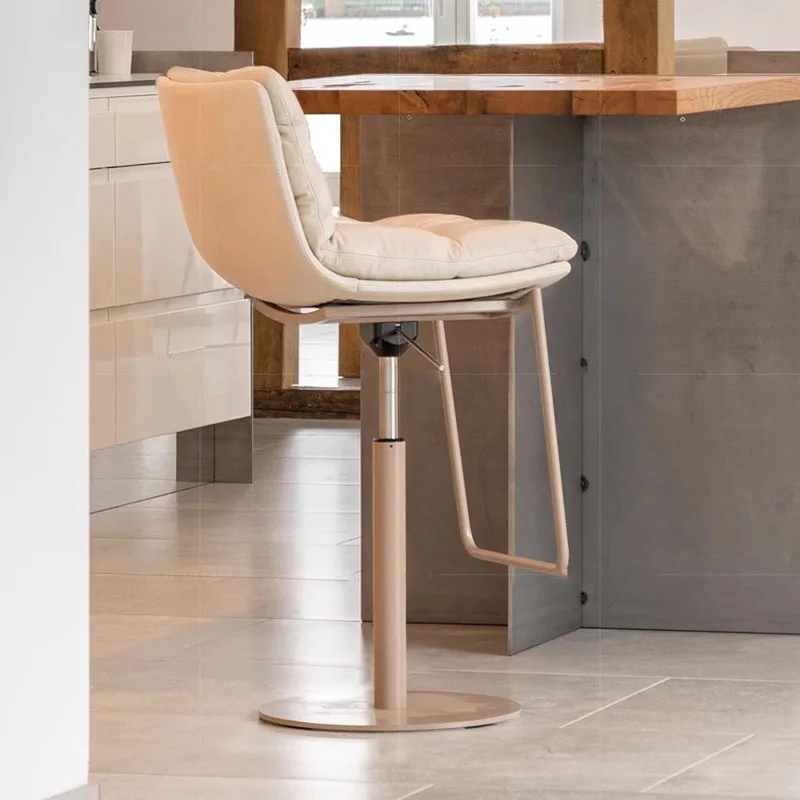 

Leather Lounge Bar Stool Minimalistic Steel Silver Minimalist Nordic Chair Modern White Designer Sandalye Home Furniture