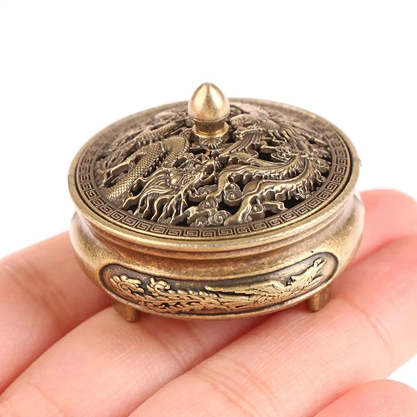 Incense Cone Burner Cone Ornament Metal Burner Holder Detachable Lid Design Desktop Decoration for Yoga Room Tea Room Balcony