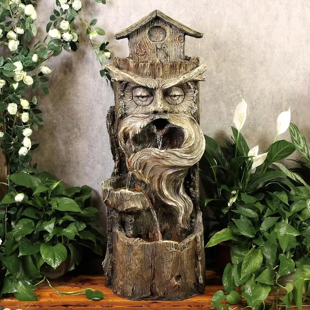 Outdoor Cascading Waterfall Tree Trunk Fountain image 1