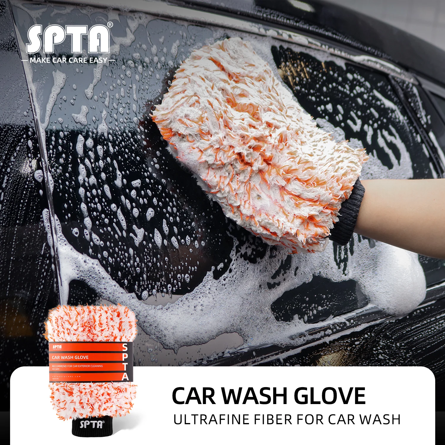 

(Single Sale) SPTA Soft Glove Mitt High Density Auto Wash Cloth Ultra Super Microfiber Car Glove Cleaning Towl