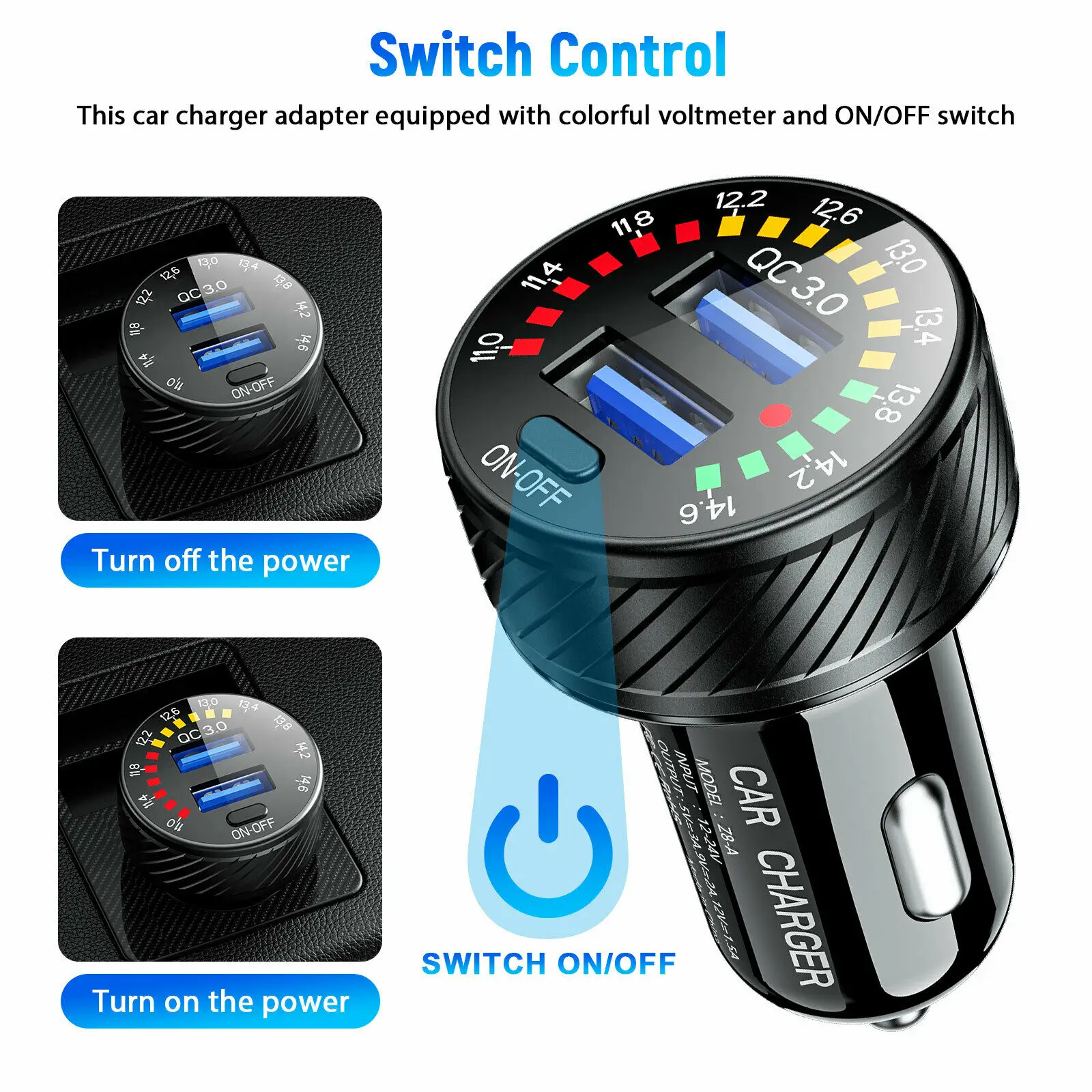 36W ڵ     USB Ʈ    LED  ܼƮ w/ON/OFF ġ  ڵ ȭ 