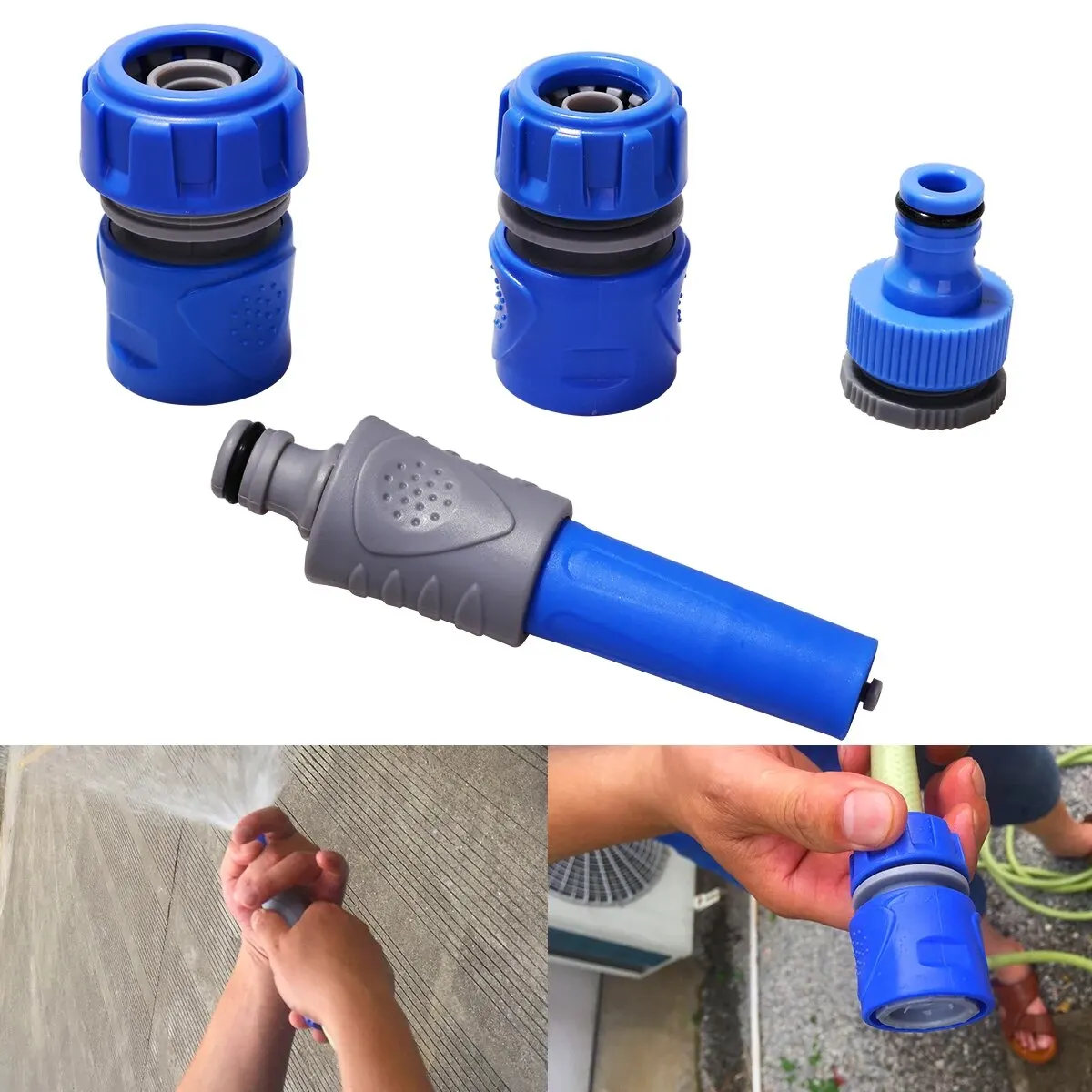 Garden Hose Connector 4Pcs/set Pipe Water Connectors Threaded Tap Connector Adjustable Spray Nozzle Water Gun Kits