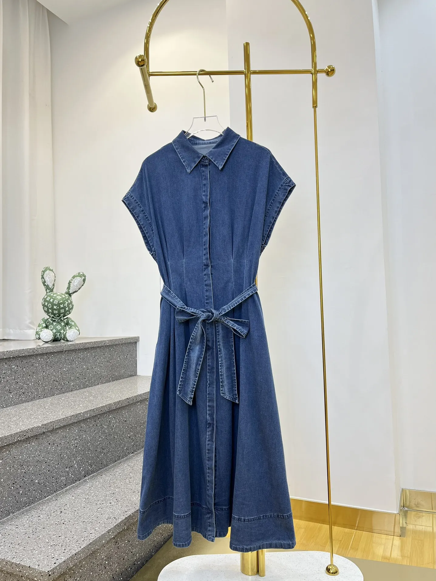 

2024 Women's Clothing Fashion Soft Denim Dress with Shirt Collar Spring Summer New 310
