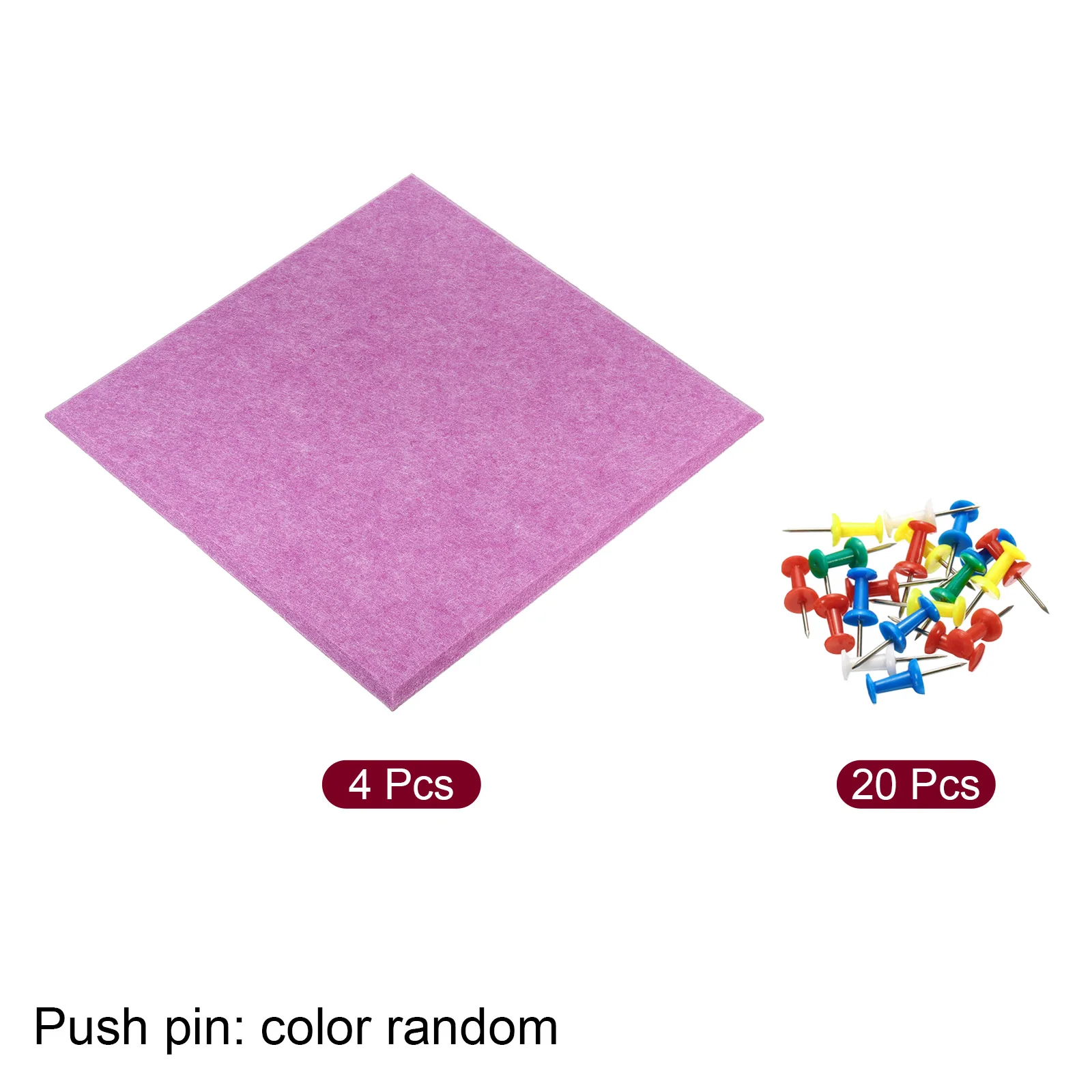 4Pcs Felt Board Tile Square Notice Cork Self Adhesive Pin Bulletin Board with Push Pins for Photos Memos Home Office Wall Decor