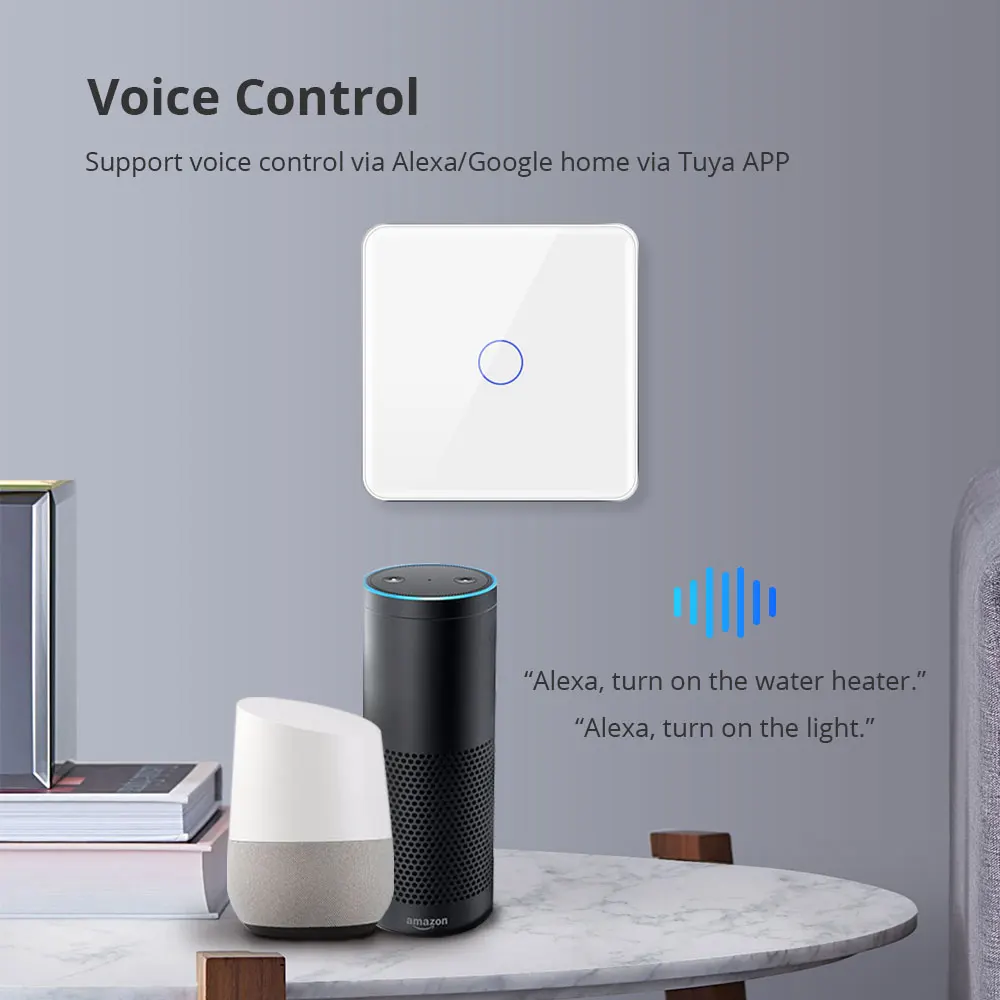 Zemismart Zigbee 온수기 스위치, 투야 EU 터치 보일러 스위치, 전기 조명 스위치, 고출력 알렉사 구글과 작동, 20A