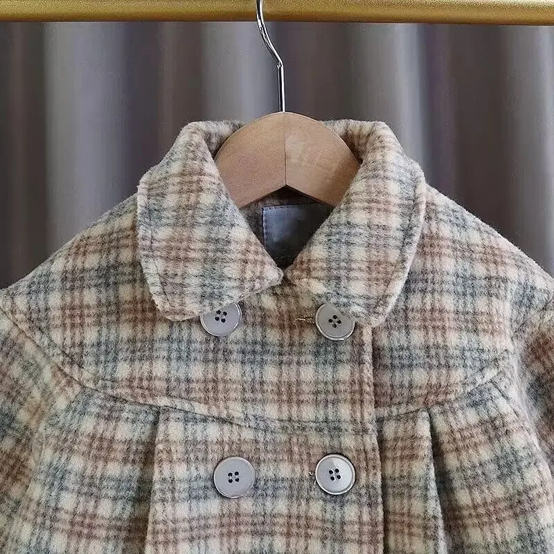 Girls Coat 2023 Autumn/Winter New Small and Medium Children's Baby Woolen Coat Thickened Children's Woolen Windbreaker