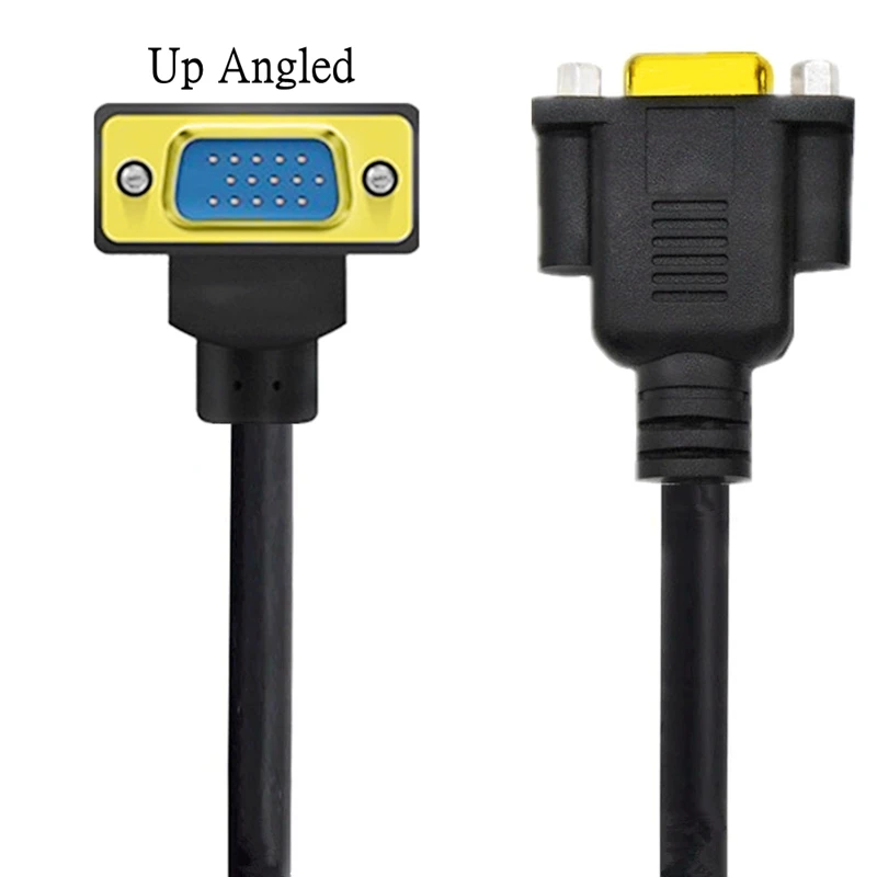 Gold Plated 90 Degree Angled VGA Cable VGA Male to Female Extension Cable Cord 1080P Full HD Computer Monitor 0.5M