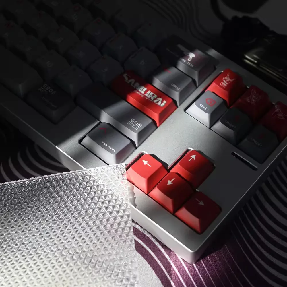Samurai Silverhand Teclas Pbt Russo Japonês Cherry Perfil Keycap 61 64 68 75 84 96 98 143 Teclas por Conjunto Sbpk 2077 - Imagem 3