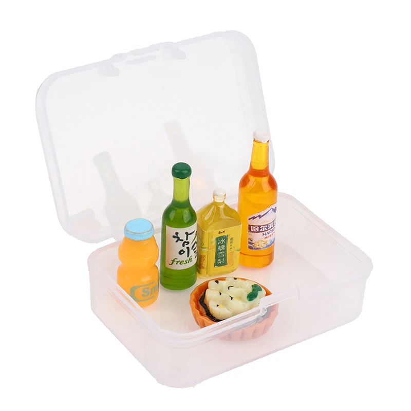 5PCS 1:12 Scale Cute Mini Dollhouse Miniature Drink Bottle Cake Desserts Bento Food Pretend Play Food Toy Kitchen Accessories 6