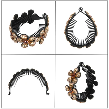 Molans Crystal Rhinestone Hair Claws for Women Flower Hair Clips Barrettes Crab Ponytail Holder Hairpins Bands Hair Accessories 6
