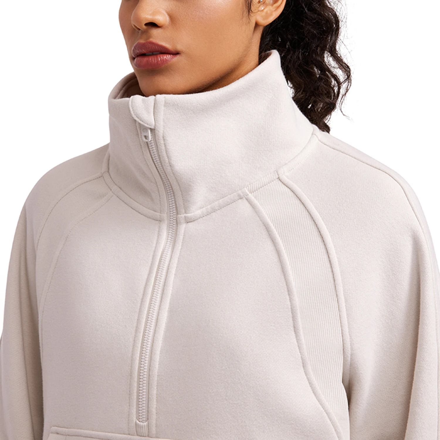 CRZ YOGA Womens Fleece Lined Half Zipper Sweatshirts Funnel Neck