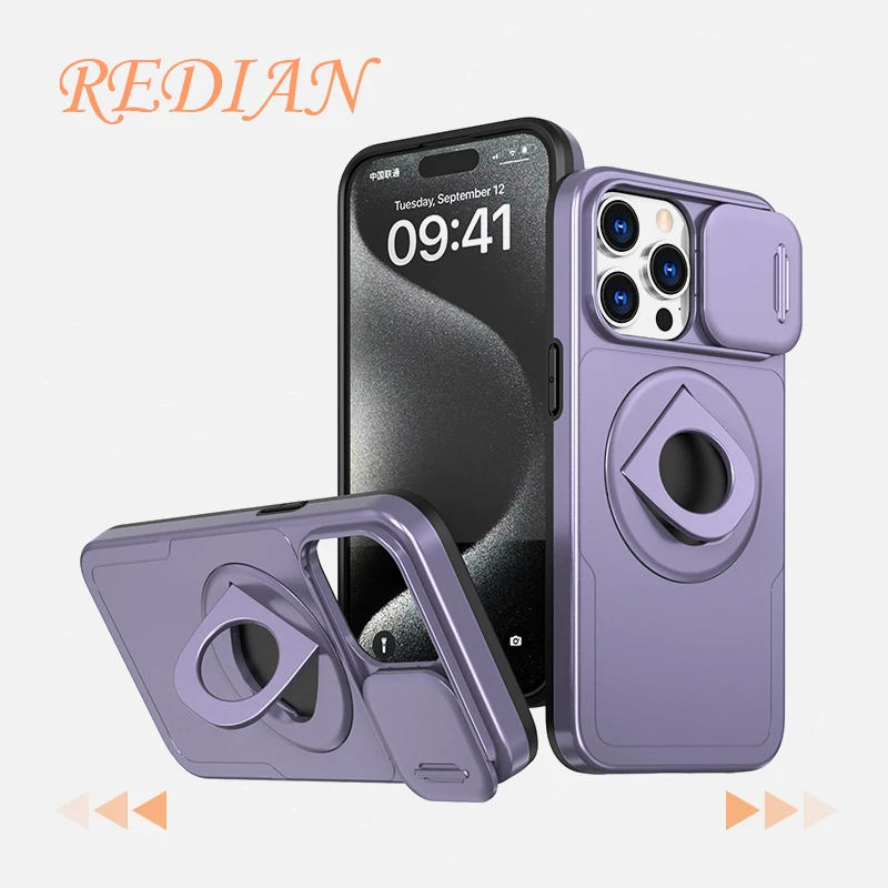 

Magnetic 360° Rotating Stand Phone Case for Iphone 15 14 13 12 11 Pro Max With Ring Stand Frosted Translucent Case