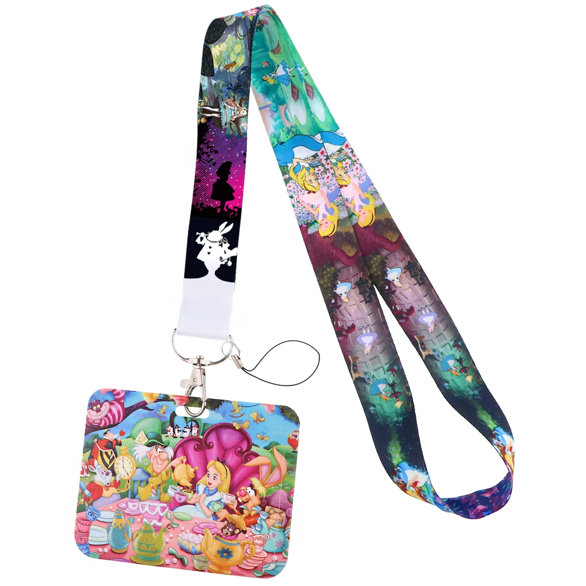 Alice in Wonderland Lanyard For Keys Chain ID Credit card Cover Pass Charm Neck Straps ID Badge Holder Key Accessories Gifts