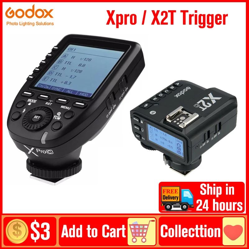 

Godox Xpro-C X2T-C Xpro-N Xpro-S Xpro-F Xpro-O TTL 1/8000s HSS Wireless Flash Trigger for Canon Nikon Sony Fuji Olympus Pentax