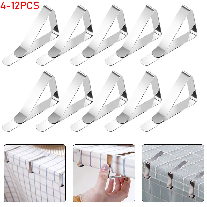 4-12pc Stainless Steel Tablecloth Clamps Table Cloth Clips Holder for Party Wedding Promenade Picnic Table Cover Clamps Decor 2