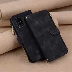 Leather Wallet Flip Zipper Case - Stylish Protective Cover - Samsung A51 5G (Black)