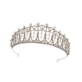 Corona da Sposa con Perle e Strass, Elegante Tiara di Cristallo, Accessori per Capelli da Sposa, Cerchietti per Capelli da Donna