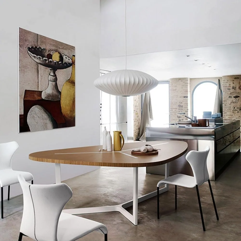 Modern White Silk Cocoon Chandelier Round Bubble Pendant Light with E27 Base for Restaurant & Home Ceiling