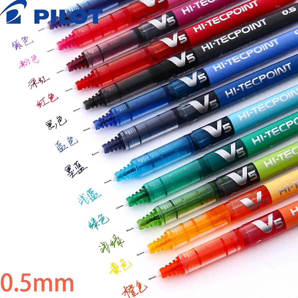 6/12Japanese Pilot BXV5 Gel Pens Hi Tecpoint Straight Liquid Pen Large