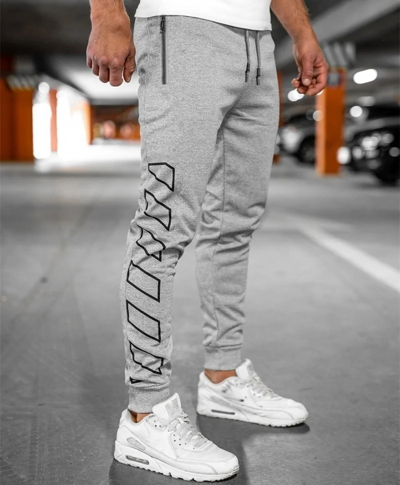 Spring Autumn Zipper pocket Men pants Comfortable quick-dry sweatpants Trendy printing trousers Men Slim Fit casual Sports Pants casual pants sport pants