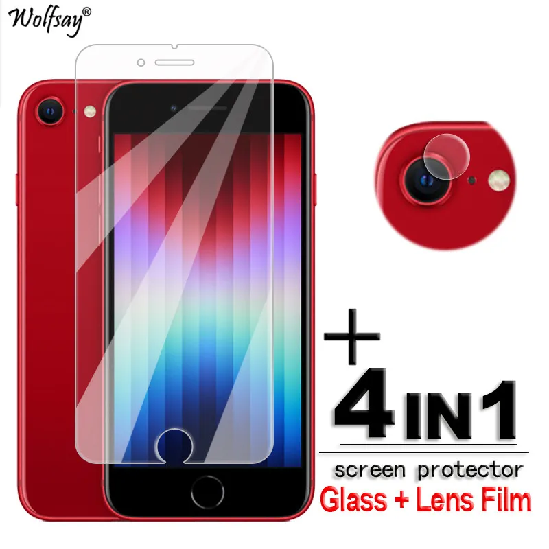 

For iPhone SE 2022 Glass For iPhone SE 2022 Tempered Glass 9H Full Glue Screen Protector For iPhone SE 2022 4.7 inch Lens Film