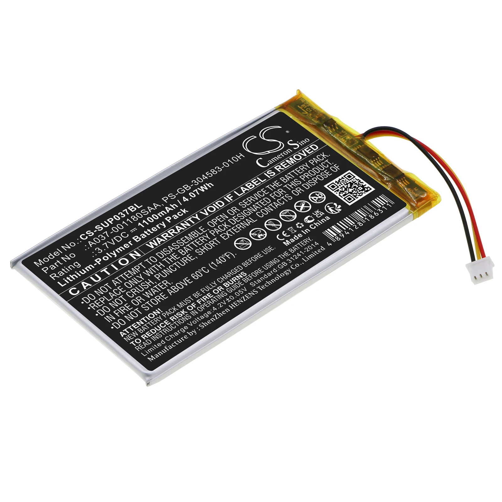 Batteria Per Stampante Portatile Per Sumup A037-001180Saa Ps-Gb-304583-010H 3G + Sumup 3G Capacità 1100Mah / 4.07Wh Colore Nero