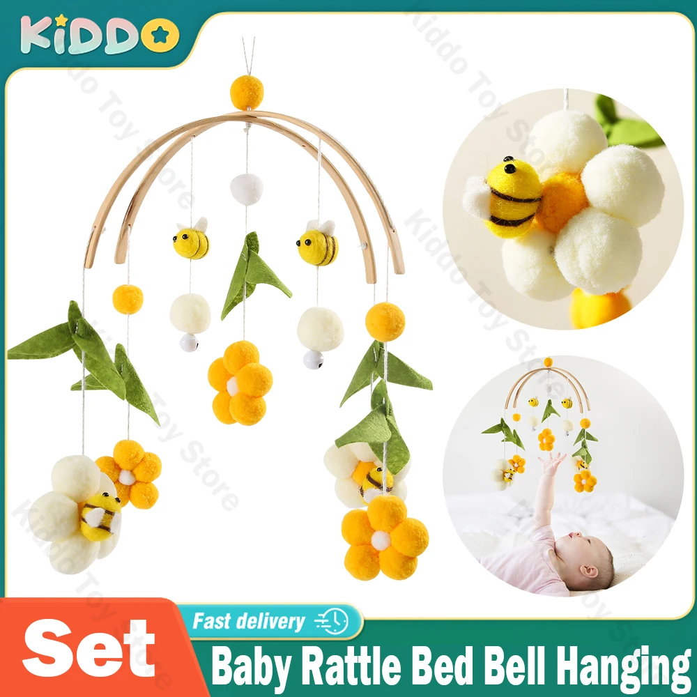 

Игрушка-погремушка для новорожденных 0-12 месяцев, деревянный мобиль на кровать, музыкальная шкатулка для новорожденных, подвесные игрушки с держателем для кроватки